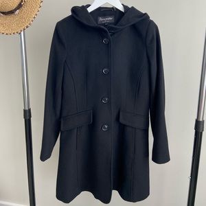 Black Wool Hooded Coat Forecaster of Boston